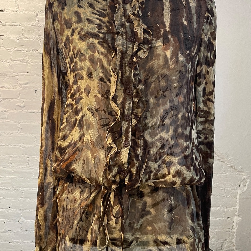 Cabi Leopard Silk Blouse